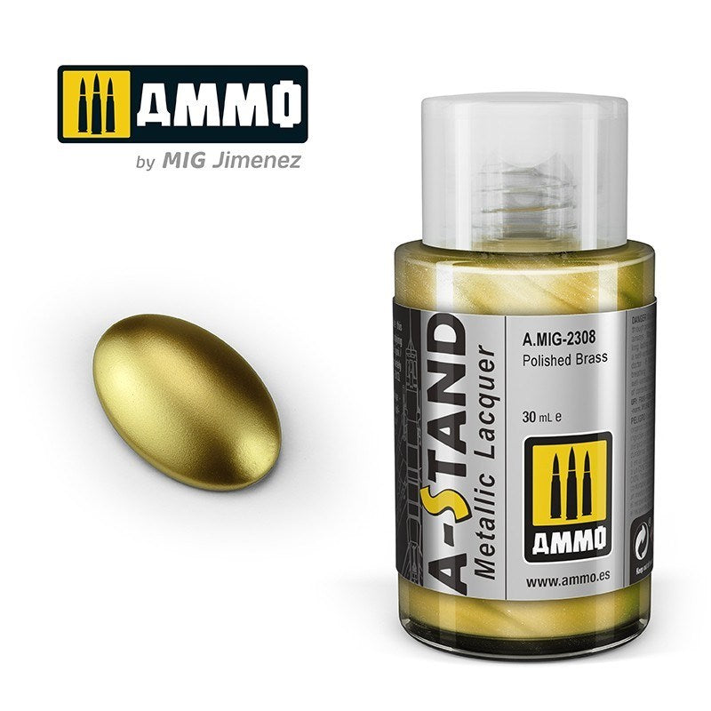 AMMO by Mig Jimenez A.MIG-2308 A-Stand Polished Brass Lacquer Paint
