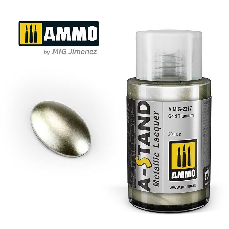 AMMO by Mig Jimenez A.MIG-2317 A-Stand Gold Titanium Lacquer Paint