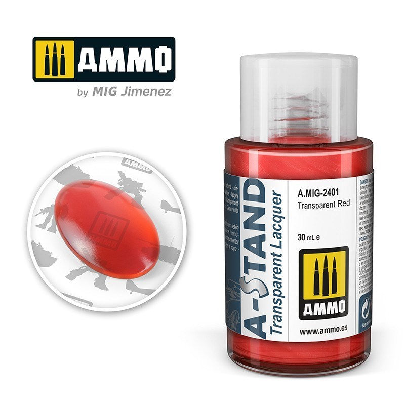 AMMO by Mig Jimenez A.MIG-2401 A-Stand Transparent Red Lacquer Paint