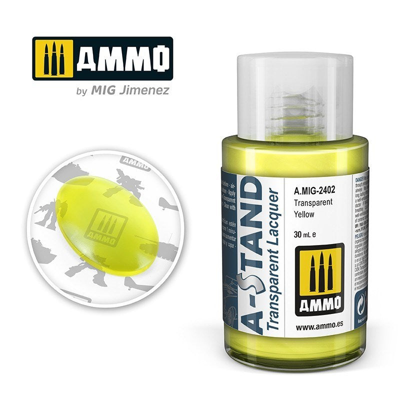 AMMO by Mig Jimenez A.MIG-2402 A-Stand Transparent Yellow Lacquer Paint