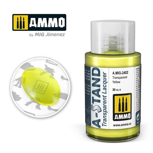 AMMO by Mig Jimenez A.MIG-2402 A-Stand Transparent Yellow Lacquer Paint (8469608071405)