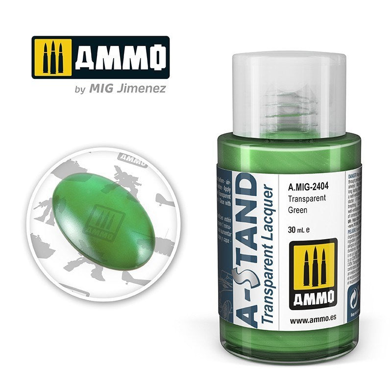 AMMO by Mig Jimenez A.MIG-2404 A-Stand Transparent Green Lacquer Paint