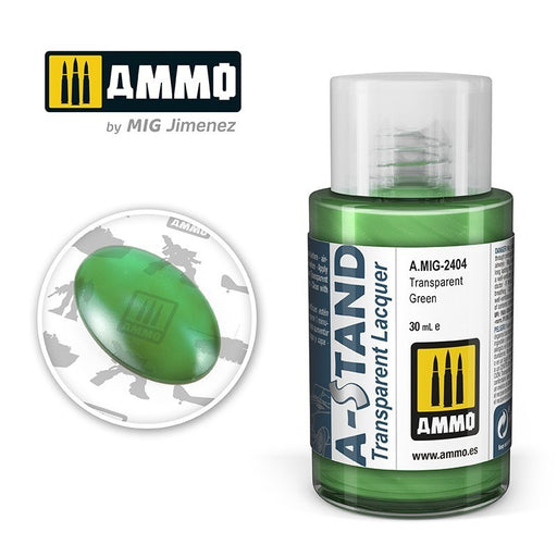 AMMO by Mig Jimenez A.MIG-2404 A-Stand Transparent Green Lacquer Paint (8469608169709)