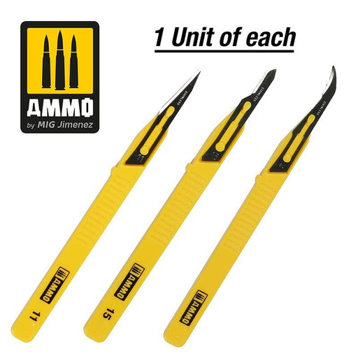 AMMO by Mig Jimenez A.MIG-8691 Mini Blade Set 3 pcs (1 Mini Straight + 1 Mini Curved + 1 Mini Ripper) (8470982131949)