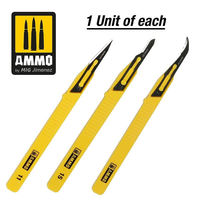 AMMO by Mig Jimenez A.MIG-8691 Mini Blade Set 3 pcs (1 Mini Straight + 1 Mini Curved + 1 Mini Ripper)