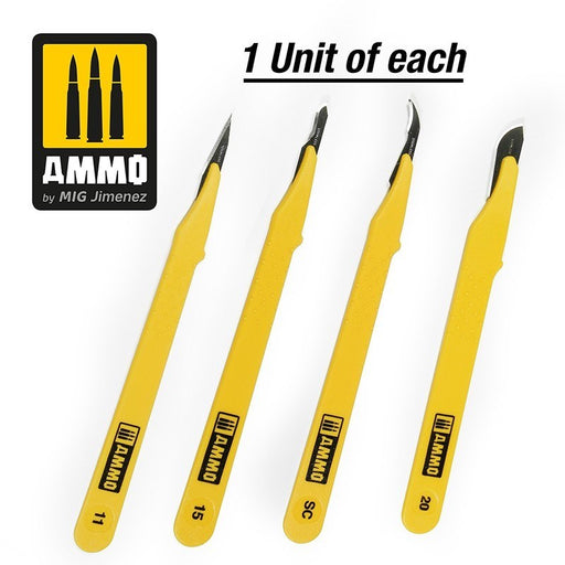 AMMO by Mig Jimenez A.MIG-8696 Standard Blade Set 4 pcs (Straight + Curved + Ripper + Curved Large) (8470982295789)