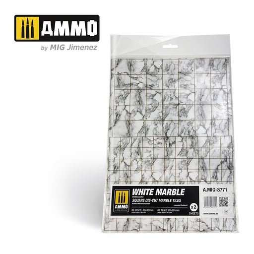 AMMO by Mig Jimenez A.MIG-8771 White Marble. Square Die-cut Marble Tiles 2 pcs (8470982525165)