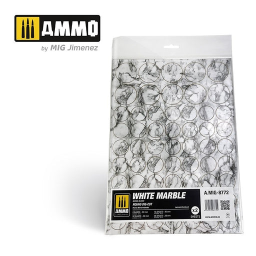 AMMO by Mig Jimenez A.MIG-8772 White Marble. Round Die-cut for Bases for Wargames 2 pcs (8470982557933)