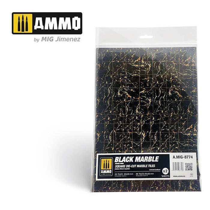 AMMO by Mig Jimenez A.MIG-8774 Black Marble. Square Die-cut Marble Tiles 2 pcs (8470982623469)