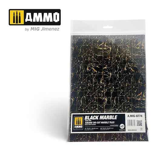 AMMO by Mig Jimenez A.MIG-8774 Black Marble. Square Die-cut Marble Tiles 2 pcs (8470982623469)
