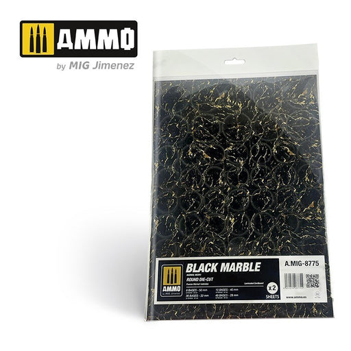 AMMO by Mig Jimenez A.MIG-8775 Black Marble. Round Die-cut for Bases for Wargames 2 pcs (8470982656237)