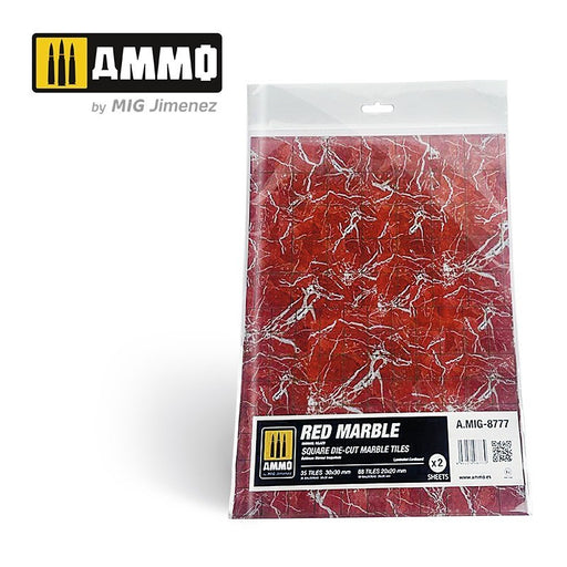 AMMO by Mig Jimenez A.MIG-8777 Red Marble. Square Die-cut Marble Tiles 2 pcs - Hobby City NZ