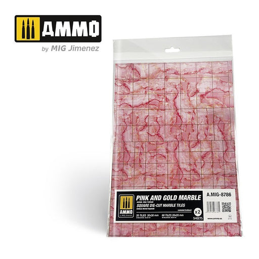 AMMO by Mig Jimenez A.MIG-8786 Pink and Gold Marble. Square Die-cut Marble Tiles 2 pcs (8470983049453)