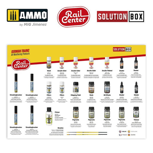 AMMO by Mig Jimenez AMMO.R-1200 AMMO RAIL CENTER SOLUTION BOX #01 GERMAN TRAINS. All Weathering Products (8170405757165)