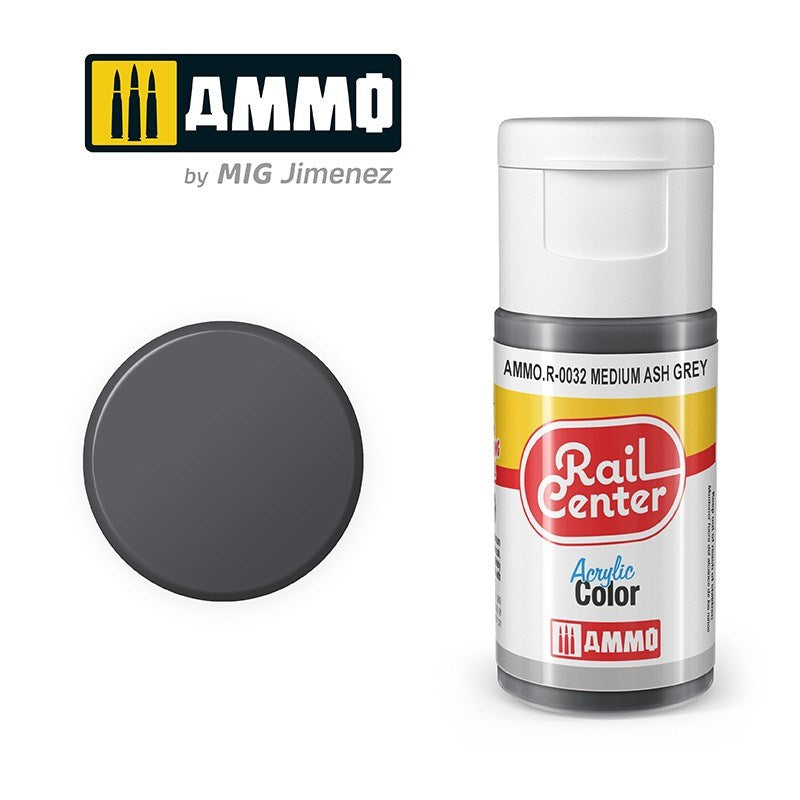 AMMO by Mig Jimenez AMMO.R-0032 Rail Center Medium Ash Grey Acrylic Paint
