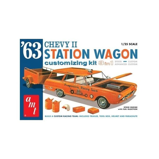 AMT 1201 1/25 1963 Chevrolet Chevy II Station Wagon w/Trailer - 3-in-1 Kit (8130728231149)