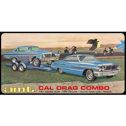 AMT 1223 1/25 Cal Drag Combo 3-in-1 Racing Team - '64 Galaxie '65 Falcon and Trailer (9075207897325)