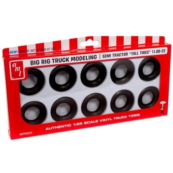 AMT PP028 1/25 Semi Tractor 'Tall Tires' 11.00-22 - Big Rig Truck Modeling (10pk)