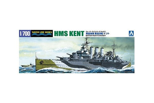Aoshima 5673 1/700 Water Line Series: HMS Kent - British Heavy Cruiser (8294594773229)