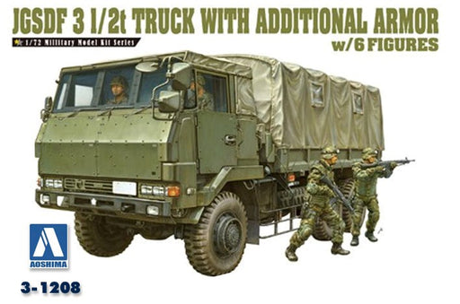 Aoshima 1208 1/72 JGSDF 1/2t TRUCK WITH ARMOUR & 4 FIGS (7787998183661)