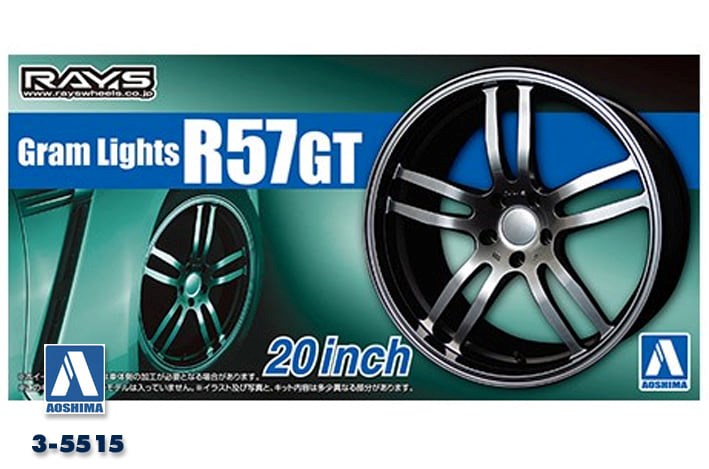 Aoshima 5515 1/24 RIMS & TIRES "GRAM LIFGTS R57GT 20" (8143269921005)