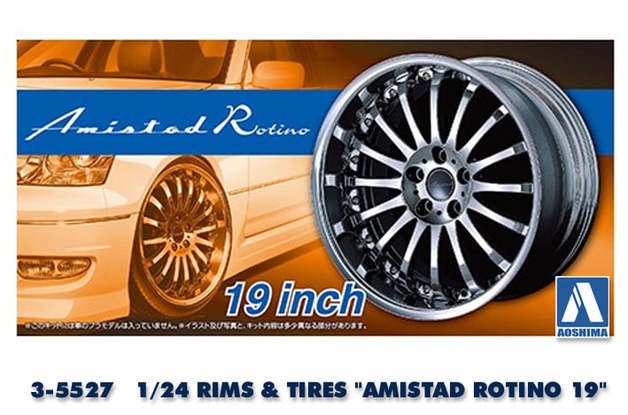 Aoshima 5527 #85 1/24 RIMS & TIRES "AMISTAD ROTINO 19" (8346770833645)