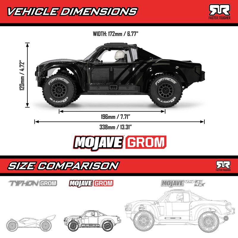 ARRMA Mojave Grom RTA Kit Battery & Charger Included RC Monster Truck 1/16 Scale (2)