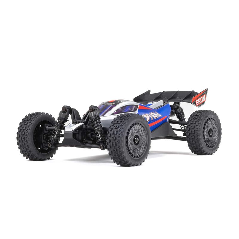 ARRMA ARA2106T1 TYPHON GROM MEGA 380 Brushed 4X4 Small Scale Buggy RTR with Battery & Charger, Blue/Silver - Hobby City NZ