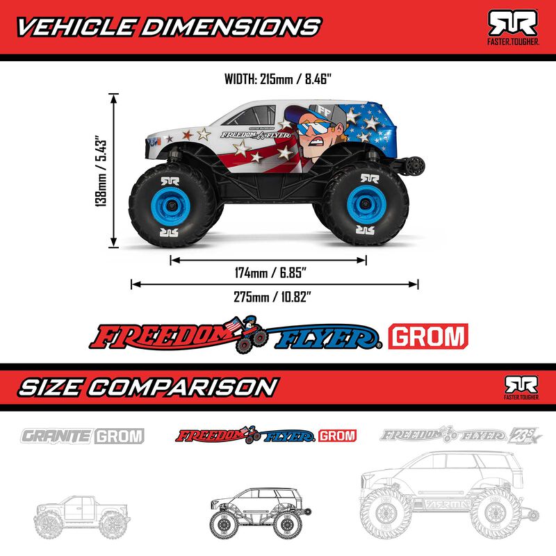 ARRMA Freedom Flyer Grom RTR with Battery & Charger RC Monster Truck 1/16 Scale (2)
