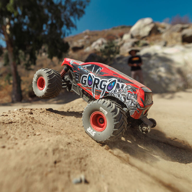 ARRMA ARA2130T2 1/16 GORGON GROM 4X4 RTR Brushed Monster Truck (Battery & Charger Included), Red - Hobby City NZ