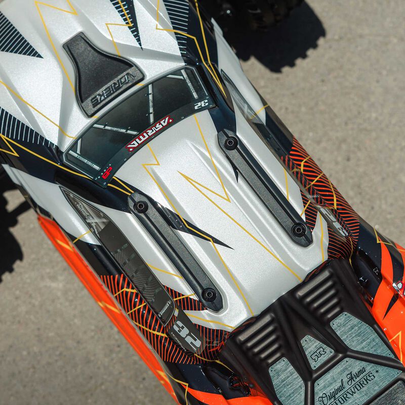 ARRMA ARA3205ST1+SPMXPSS100 1/10 VORTEKS MEGA 550 Brushed 2WD Stadium Truck RTR with Battery &amp; Charger, Orange