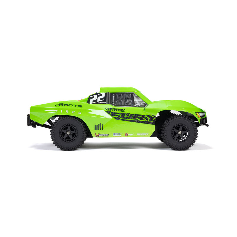 ARRMA ARA3221T1+SPMXPSS100 1/10 FURY MEGA 550 2WD Short Course Truck RTR, Green (Requires Battery and Charger)