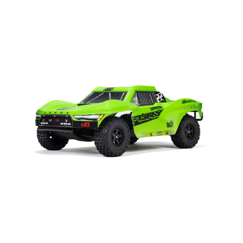 ARRMA ARA3221T1+SPMXPSS100 1/10 FURY MEGA 550 2WD Short Course Truck RTR, Green (Requires Battery and Charger)