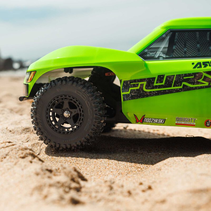 ARRMA ARA3221T1+SPMXPSS100 1/10 FURY MEGA 550 2WD Short Course Truck RTR, Green (Requires Battery and Charger)