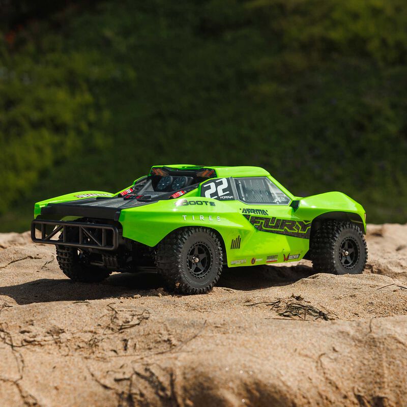 ARRMA ARA3221T1+SPMXPSS100 1/10 FURY MEGA 550 2WD Short Course Truck RTR, Green (Requires Battery and Charger)