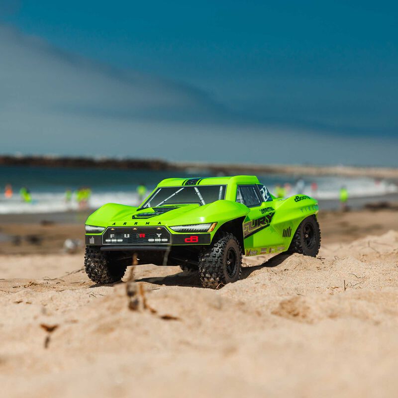 ARRMA ARA3221T1+SPMXPSS100 1/10 FURY MEGA 550 2WD Short Course Truck RTR, Green (Requires Battery and Charger)