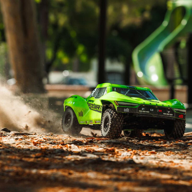 ARRMA ARA3221T1+SPMXPSS100 1/10 FURY MEGA 550 2WD Short Course Truck RTR, Green (Requires Battery and Charger)