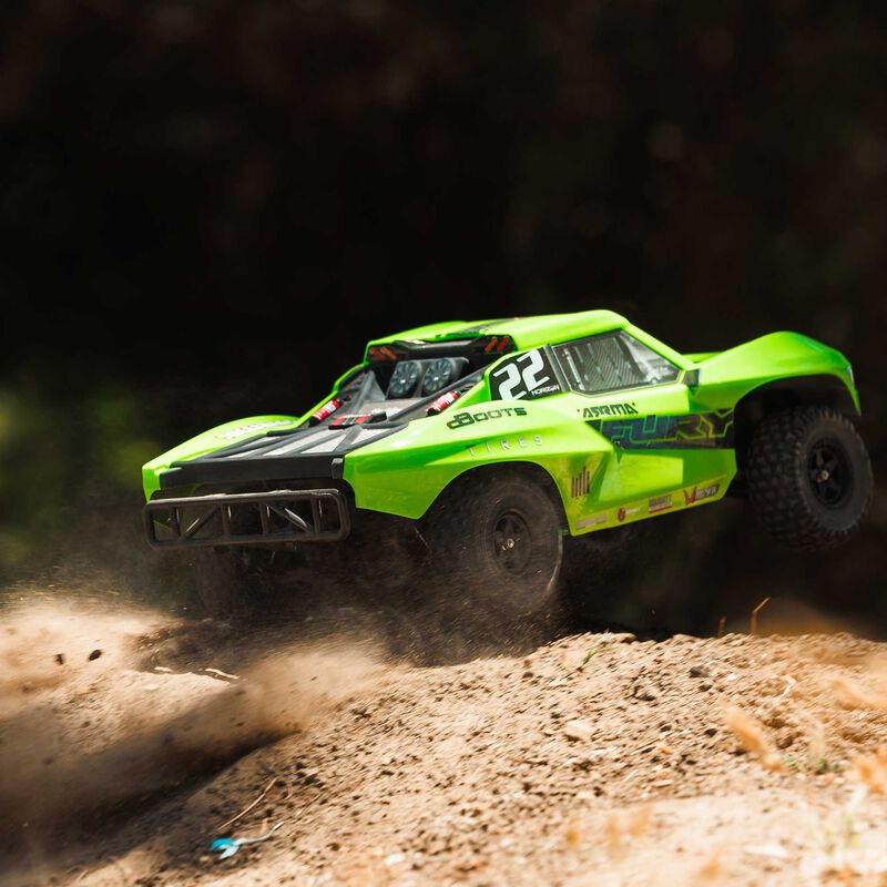 ARRMA ARA3221T1+SPMXPSS100 1/10 FURY MEGA 550 2WD Short Course Truck RTR, Green (Requires Battery and Charger)