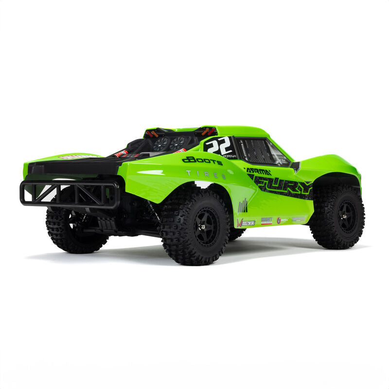 ARRMA ARA3221T1+SPMXPSS100 1/10 FURY MEGA 550 2WD Short Course Truck RTR, Green (Requires Battery and Charger)