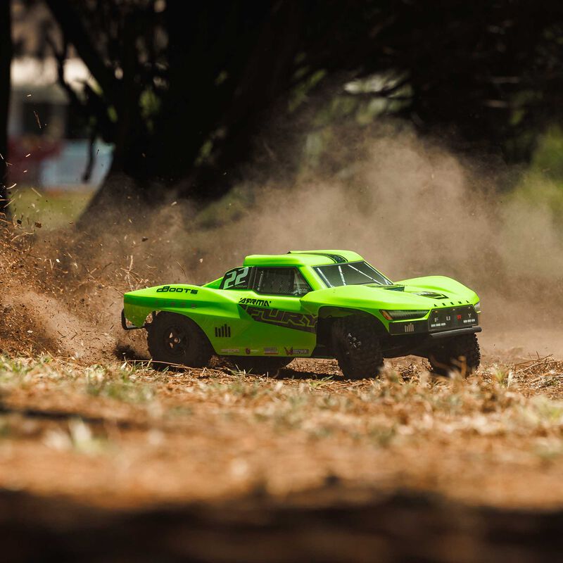 ARRMA ARA3221T1+SPMXPSS100 1/10 FURY MEGA 550 2WD Short Course Truck RTR, Green (Requires Battery and Charger)