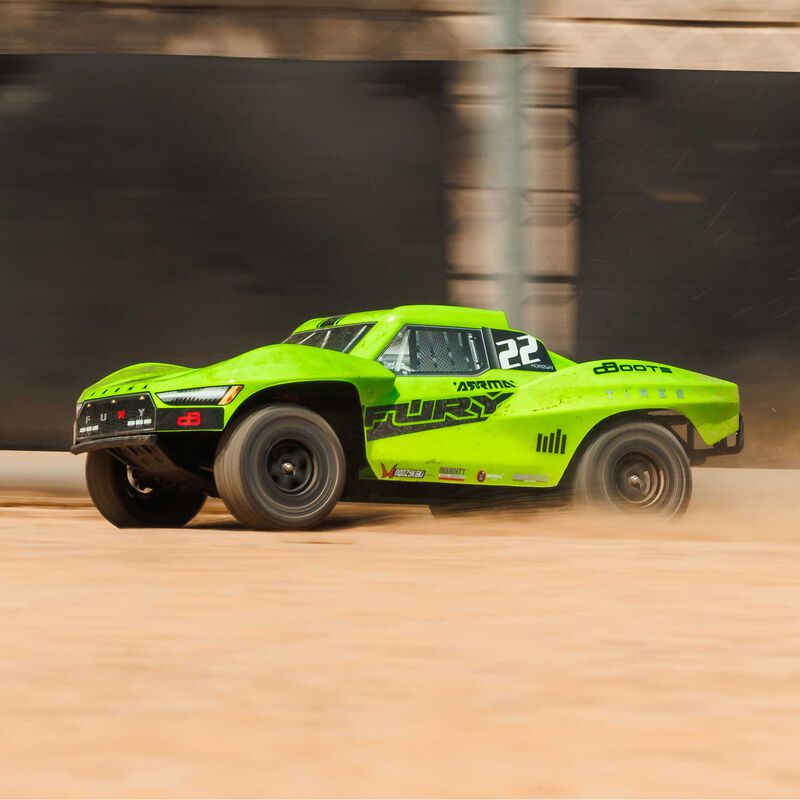 ARRMA ARA3221T1+SPMXPSS100 1/10 FURY MEGA 550 2WD Short Course Truck RTR, Green (Requires Battery and Charger)