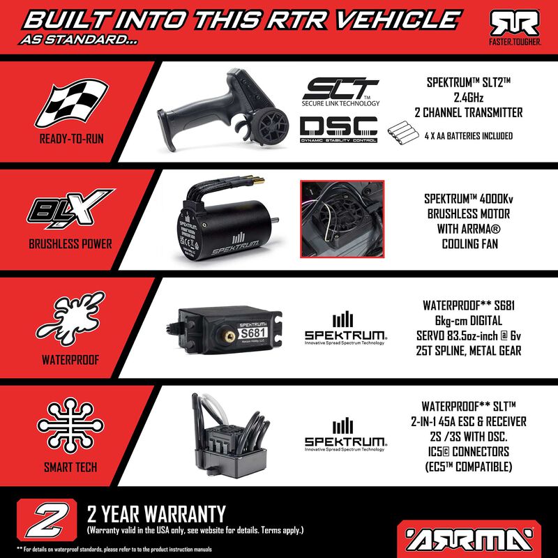 ARRMA Gorgon 223S 2WD RTR Brushless Red/Black RC Monster Truck 1/10 Scale (3)