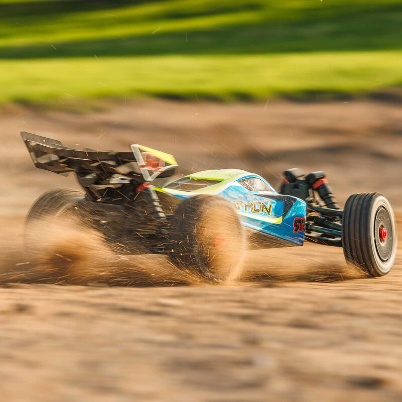 ARRMA ARA4206V4T1+SPMXPSS200 1/8 TYPHON MEGA 665 4X4 RTR Brushed Buggy, Blue  (Requires Battery and Charger)