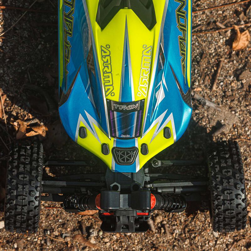 ARRMA ARA4206V4T1+SPMXPSS200 1/8 TYPHON MEGA 665 4X4 RTR Brushed Buggy, Blue  (Requires Battery and Charger)