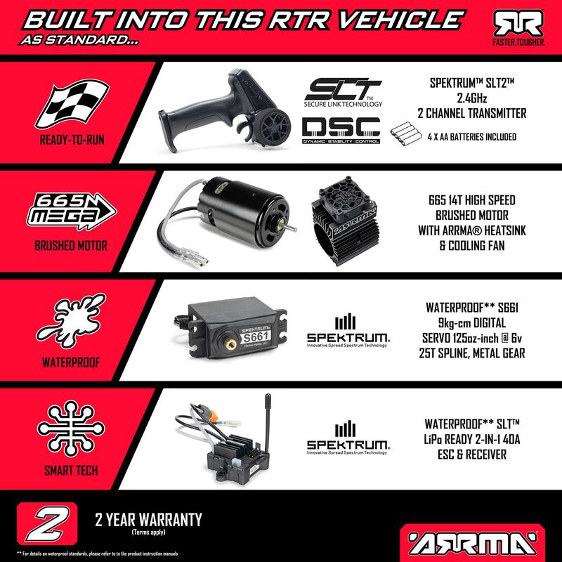 ARRMA ARA4206V4T1+SPMXPSS200 1/8 TYPHON MEGA 665 4X4 RTR Brushed Buggy, Blue  (Requires Battery and Charger)