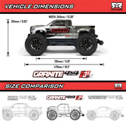 ARRMA ARA4302V4T3 1/10 GRANITE 223S DSC 4X4 RTR Brushless Monster Truck, Gun Metal (9250449326317)