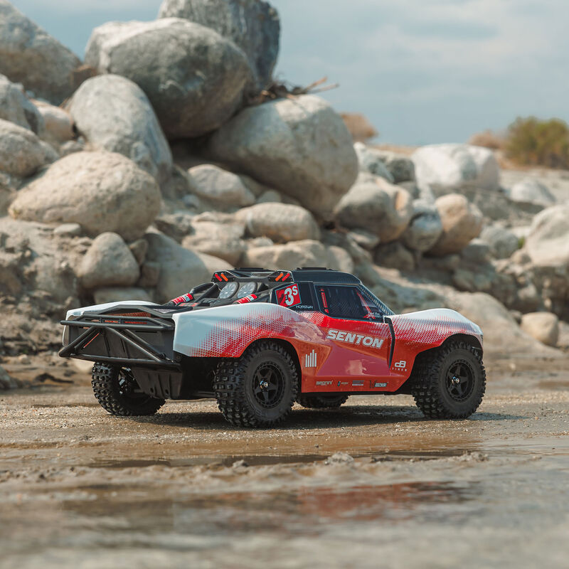 ARRMA ARA4303V4T2+GA5300-3S60-HC-EC5 1/10 SENTON 223S BLX Brushless 4X4 Short Course Truck RTR with DSC, Red