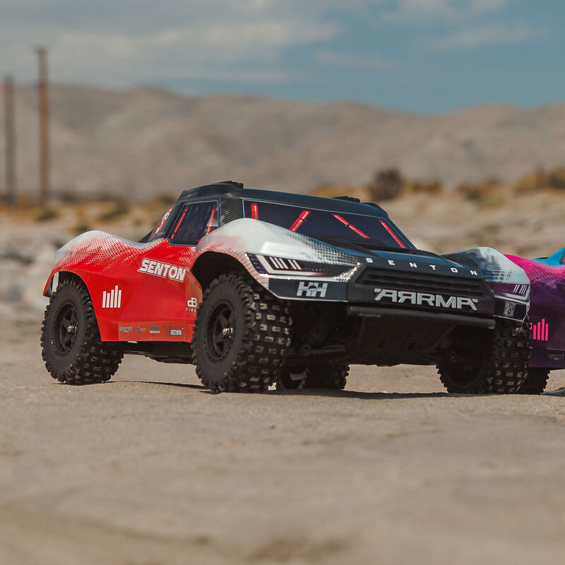 ARRMA ARA4303V4T2+GA5300-3S60-HC-EC5 1/10 SENTON 223S BLX Brushless 4X4 Short Course Truck RTR with DSC, Red