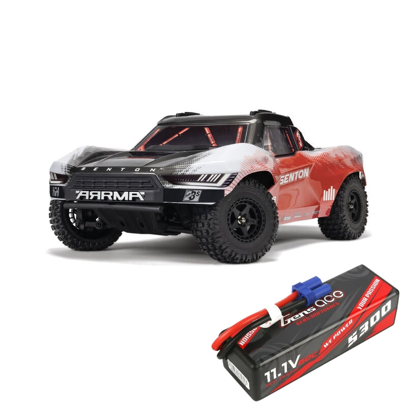 ARRMA ARA4303V4T2+GA5300-3S60-HC-EC5 1/10 SENTON 223S BLX Brushless 4X4 Short Course Truck RTR with DSC, Red