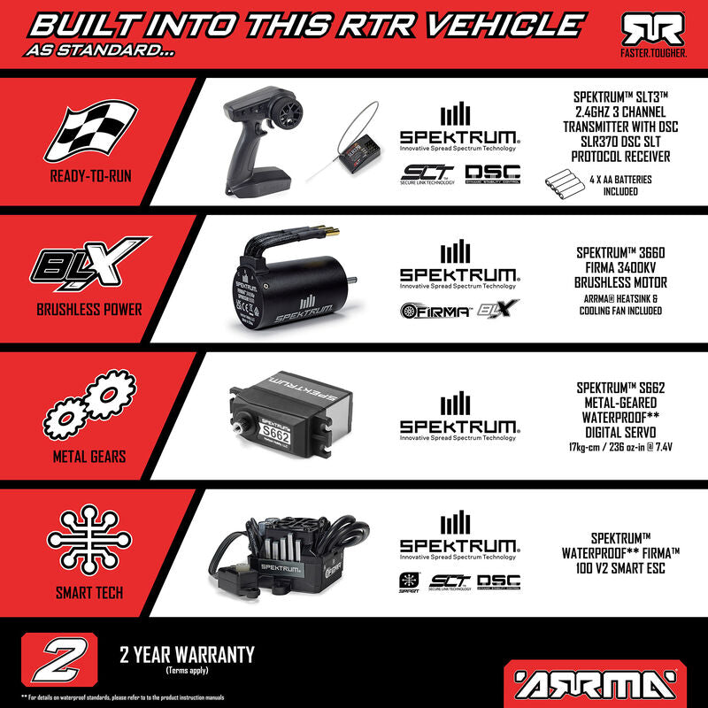 ARRMA Infraction 223S DSC 4x4 All Road Bash 65+ MPH RTR Blue RC Street Basher 1/8 Scale (2)